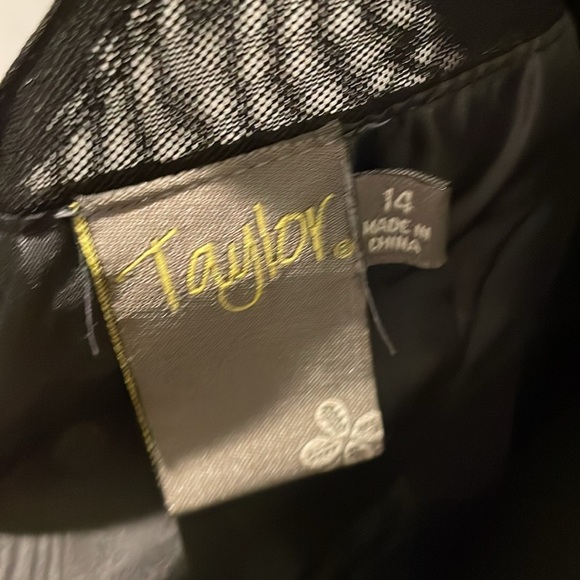 Taylor Dress Women Size 14 Black White Dressy Formal Polka Dots Stripe Pleated - Picture 8 of 14